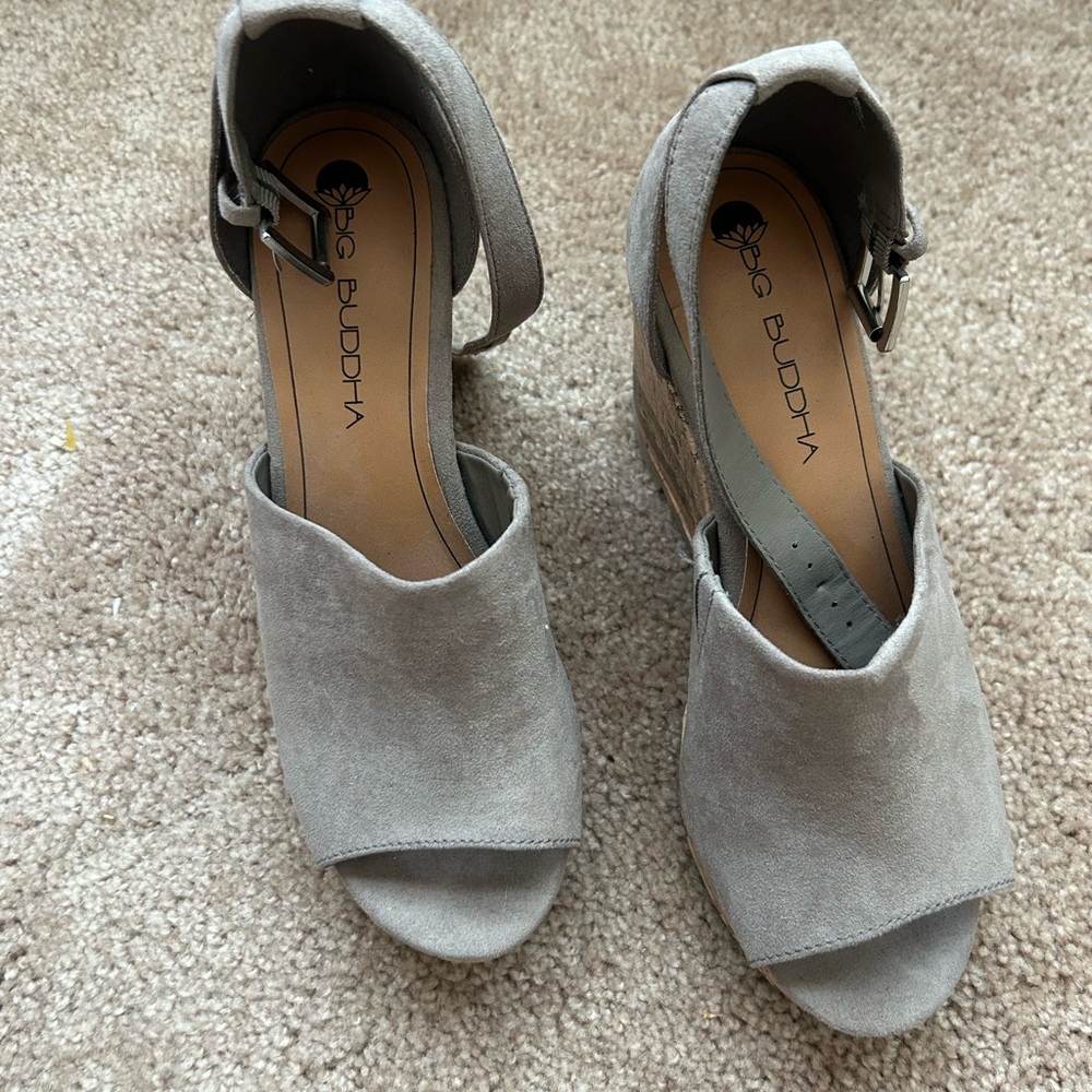 Big Buddha Gray Wedge Sandals - Picture 2 of 5